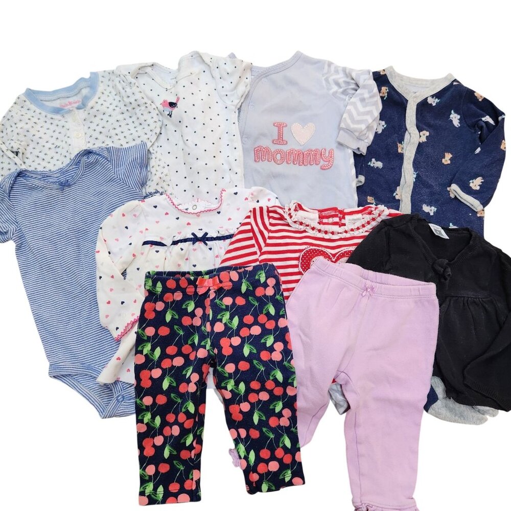 Bundle (10) Girls Clothing Bundle Sleepwear Pants Sweater Shirts Girls 6-12M